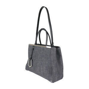 Fendi Canvas Denim Handbag Navy Toujours Blue Leather